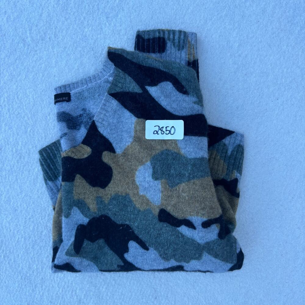 360 Cashmere Camo Sweater Women's XS Camouflage V-Neck Long Sleeve Pullover - Picture 9 of 9